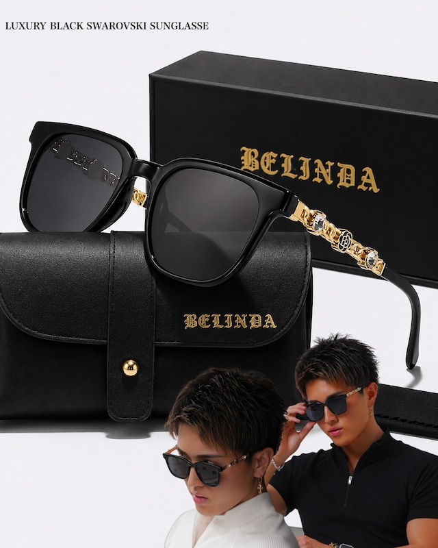 LUXURY BLACK SWAROVSKI SUNGLASSE【BB26017】