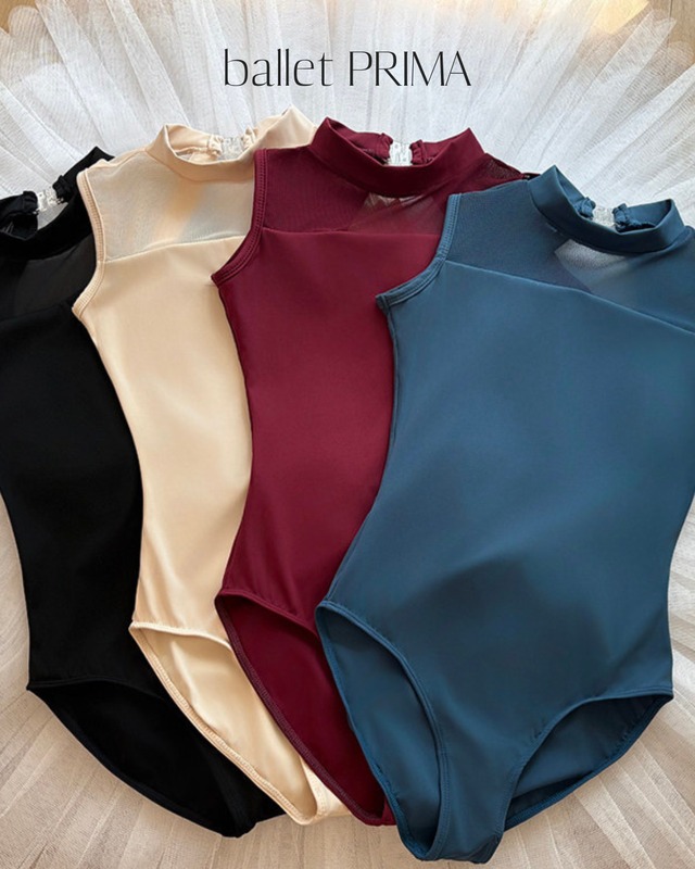 【上半身すっきり】Mesh-Panel High-Neckl Leotard 4color P0113