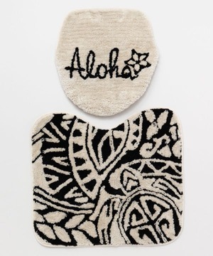 【kahiko/カヒコ】ハワイアン トイレマットセット ALOHA プルメリア トライバル