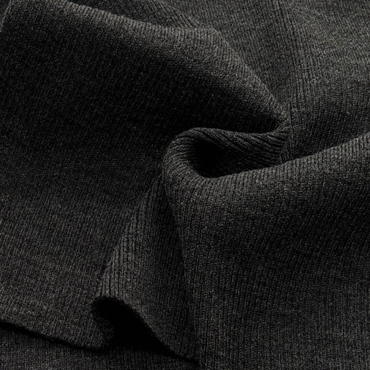 ★TB781◆2m◆SALE◆ウールポリエステル混暖か肉厚リブニット生地◆チャコールグレー