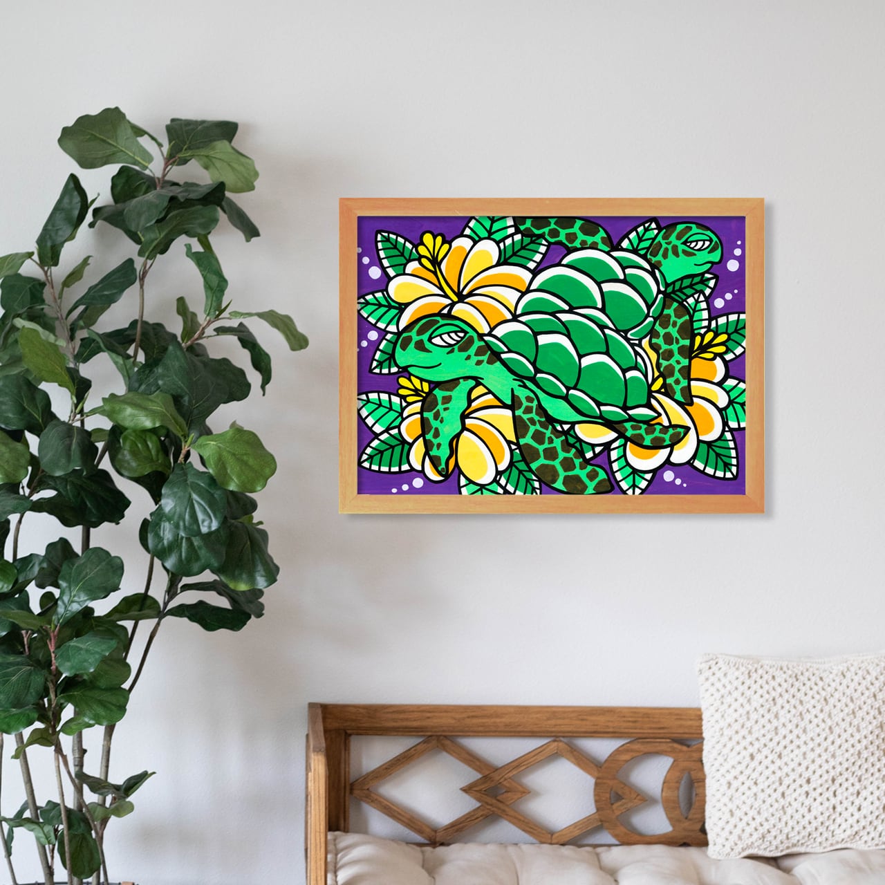 原画】Wood Panel A3（Twin Dolphins） | TAMO ART GALLERY