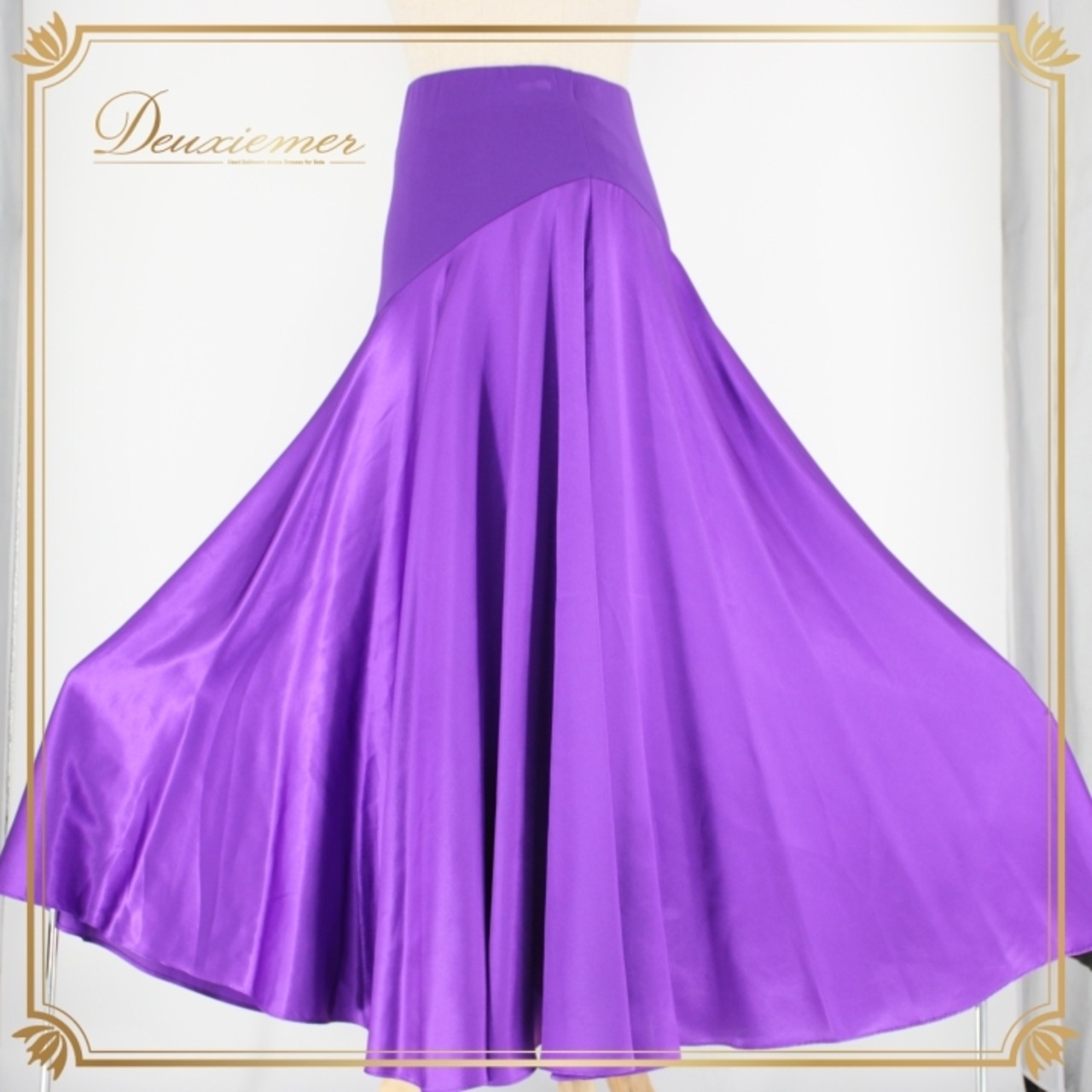 社交ダンス 衣装 スタンダード スカート レッスンウェア オールシーズン 紫 Create-Sun クリエイトサン パープル系 無地 シンプル 光沢感 伸縮性 89cm ウエスト29.5cm パープル 衣装 スカート 舞台映え クリエイトサン ポリエステル 体型カバー ダンスウエア 汎用性 おしゃれ エレガント