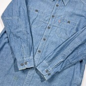 90s Levi's リーバイス シャンブレー 長袖 ワークシャツ L/ブルー メンズ ビンテージ