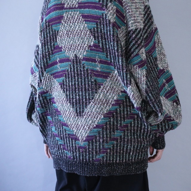 psychedelic good coloring loose silhouette knit cardigan