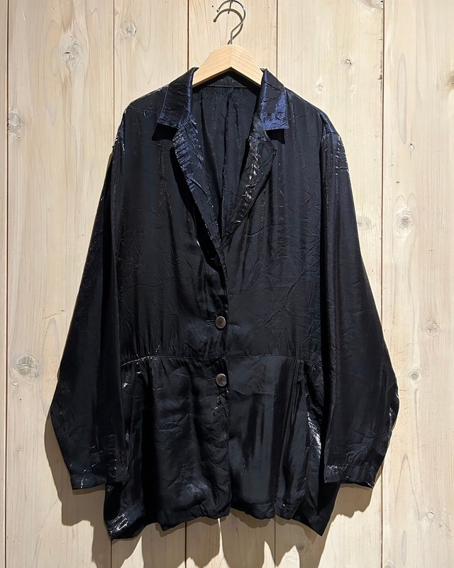 【a.k.a.C.a.k.a vintage】Metallic Black Vintage Loose Tapared Jacket