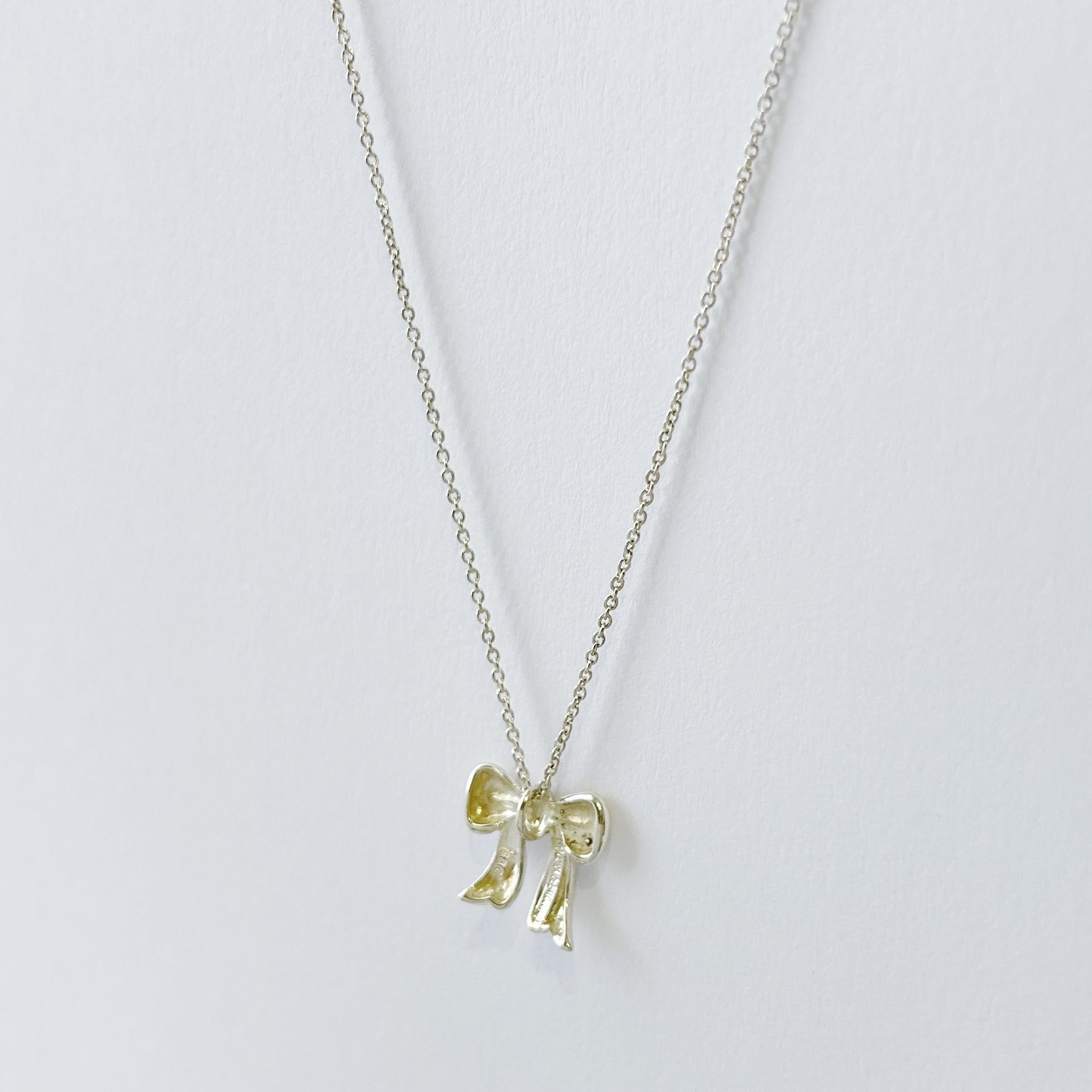 T8039】Tiffany&Co. ribbon necklace/silver925/ティファニー