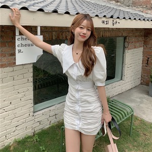 新作韓国風，プリーツデザインワンピース　A0735