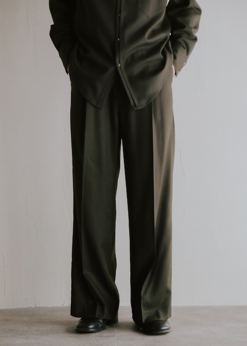Ex. SASAKI SATORU single tuck wide trousers / Khaki