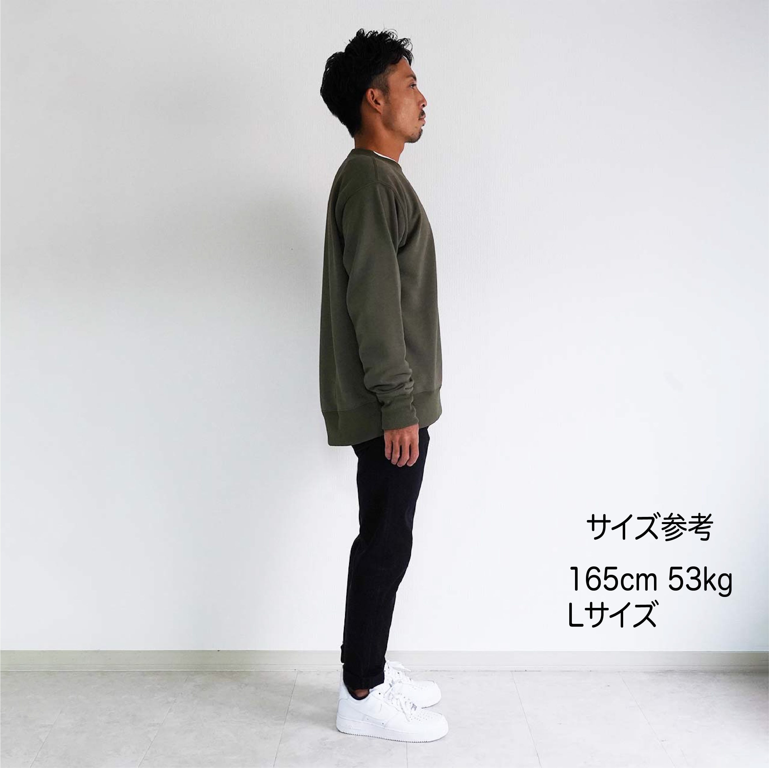 AfterBlueバックプリントトレーナー カーキ【衣類再生素材】【ユニ