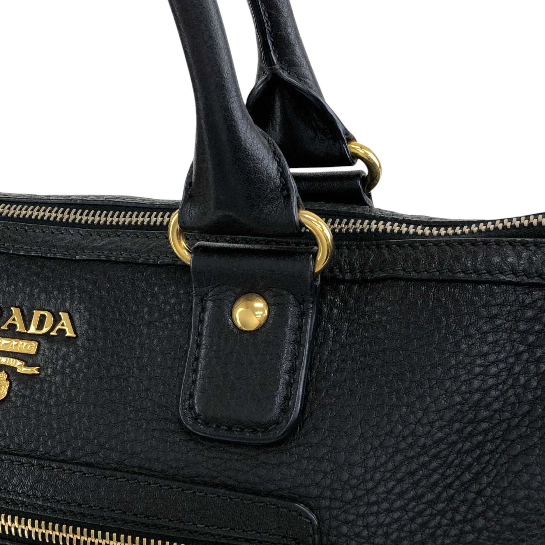 PRADA プラダ ハンドバッグ ブラック ロゴ レザー 2way ミニボストン