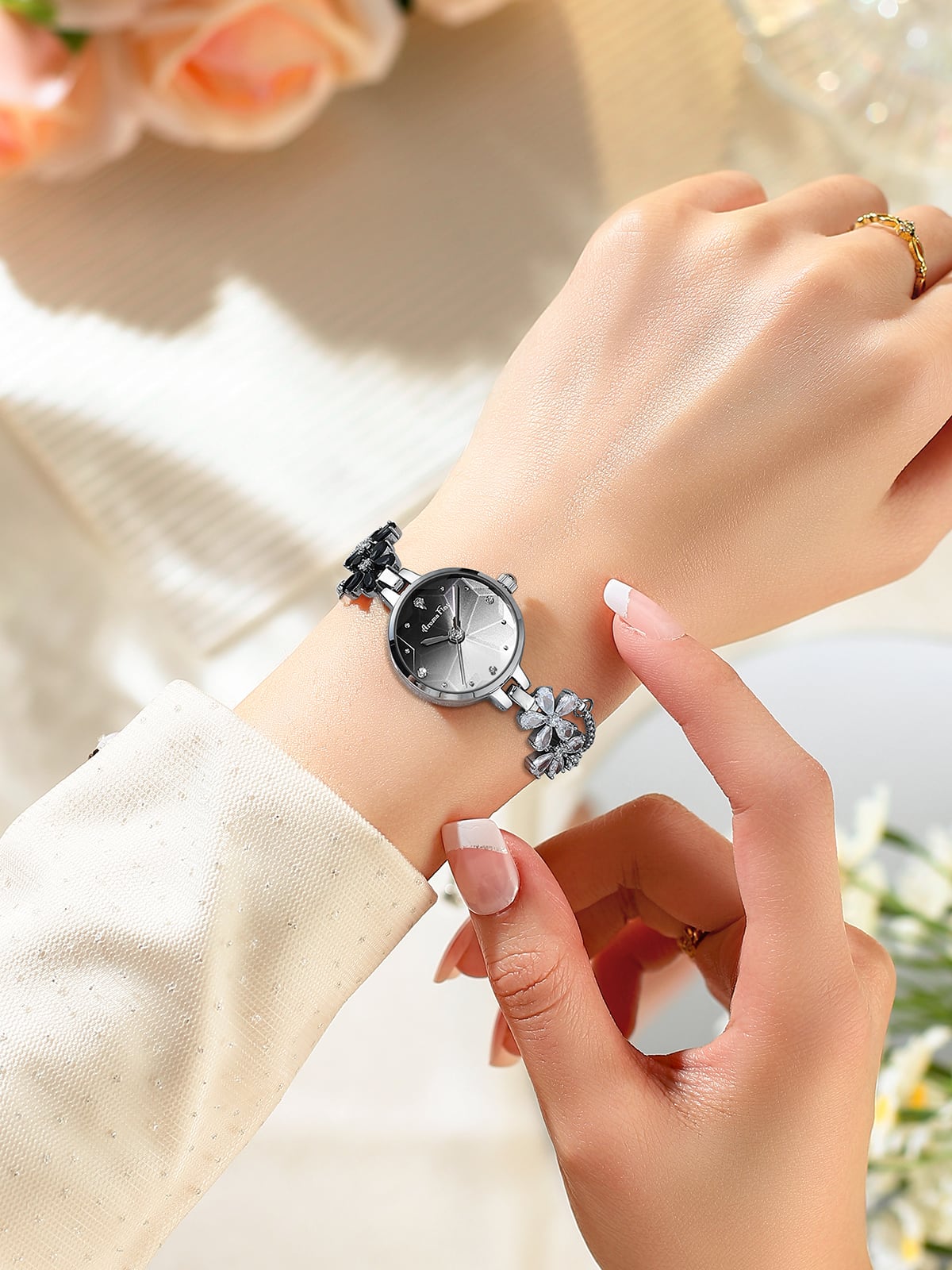 AromaFlat AF-Z1021 Crystal Garden(Black＆White) 腕時計 レディース