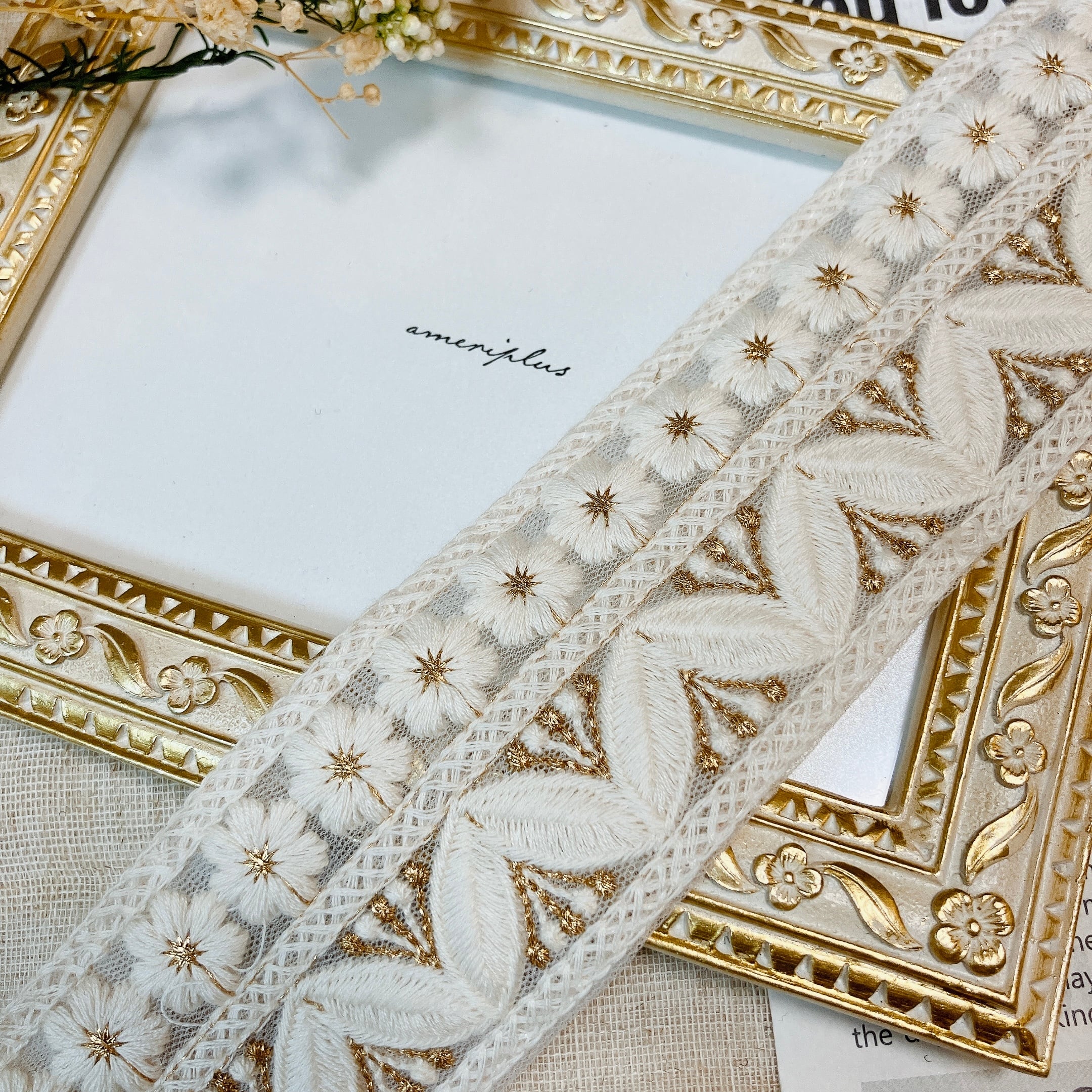 再入荷】デイジーレース [ミルキーホワイト]インド刺繍リボン
