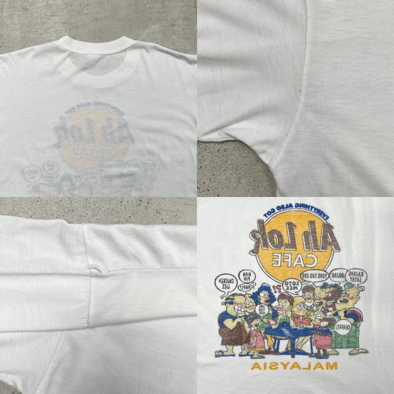 Ah Lok CAFE MALAYSIA アート キャラクタープリントTシャツ 染み込み