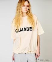ロゴプリントドローコードルーズTシャツ (IVORY) CQ-48039