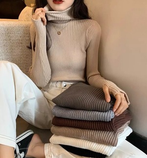 タートルネックリブニットセーター （7color）