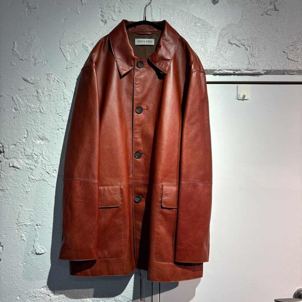 Emporio armani レザーコート　イタリア製　38 定価40万円 最高級 EMPORIO ARMANI エンポリオアルマーニ フェイク