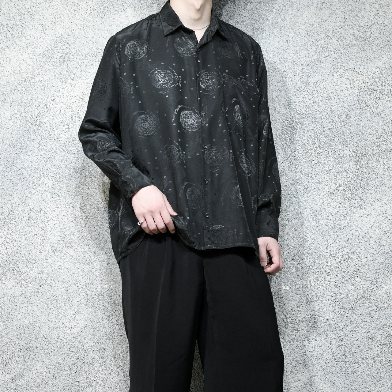 jacquard weave pattern shirt black