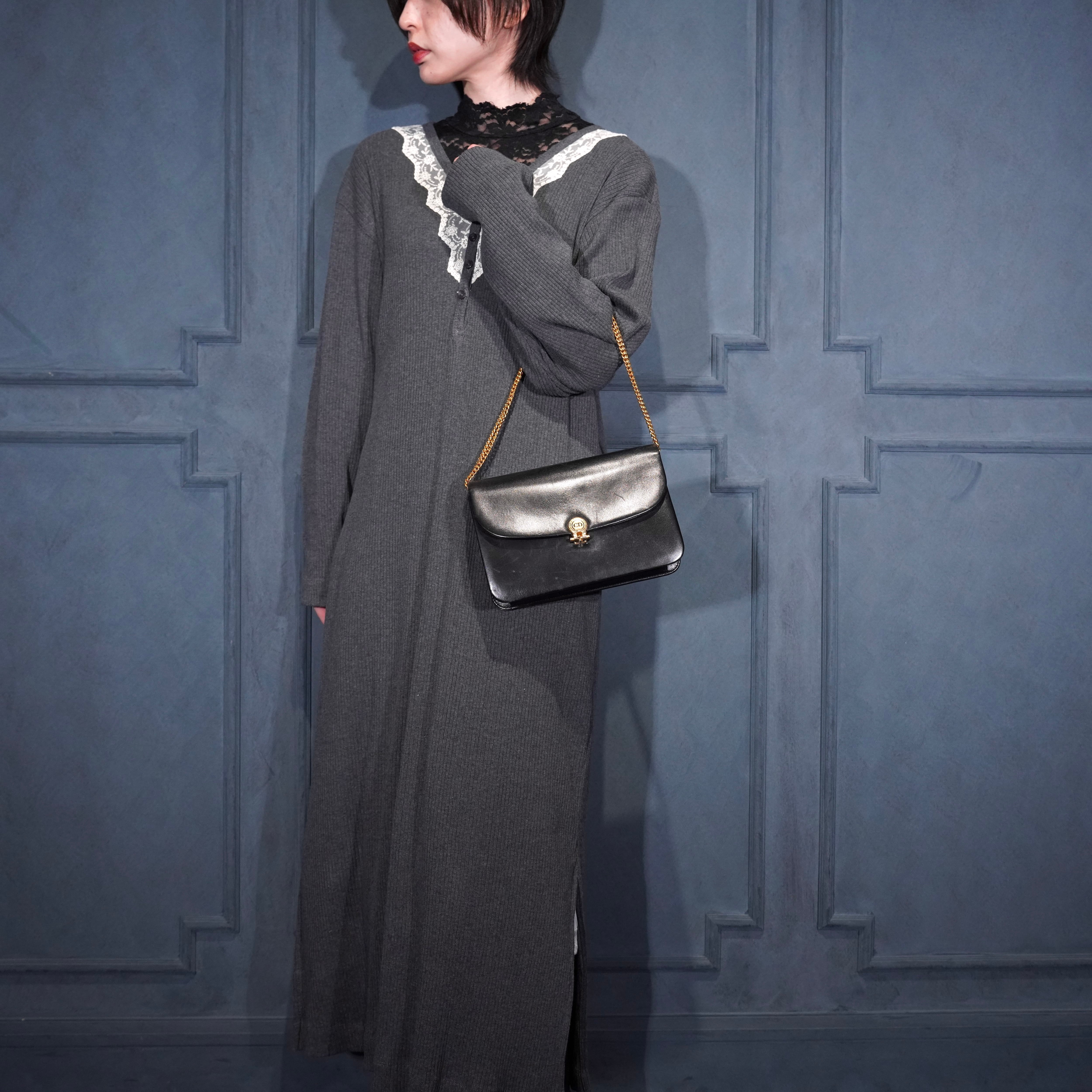 Christian Dior LOGO DESIGN CHAIN LEATHER SHOULDER BAG/クリスチャン