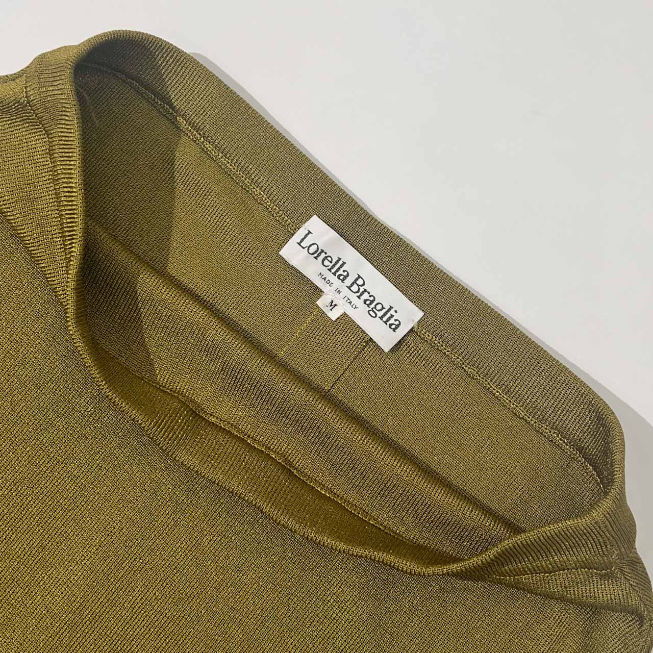 イタリア製 Lorella Braglia ロレーラ・ブラリア ニット タイト ロング丈 スカート M/カラシ色系 レディース