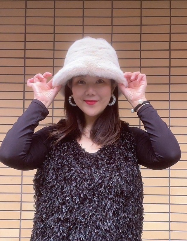 エコファーのモコモコ帽子