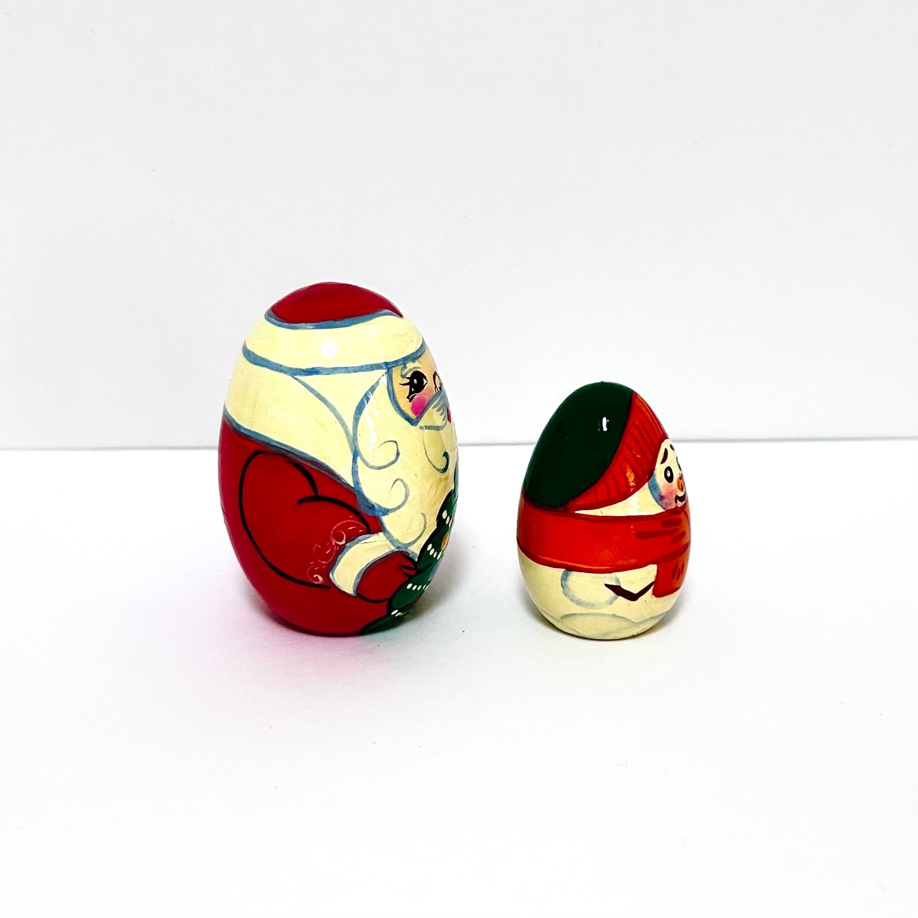 サンタとスノーマン マトリョーシカ 6.5cm 2ピース  ロシア製 ノリンスク
