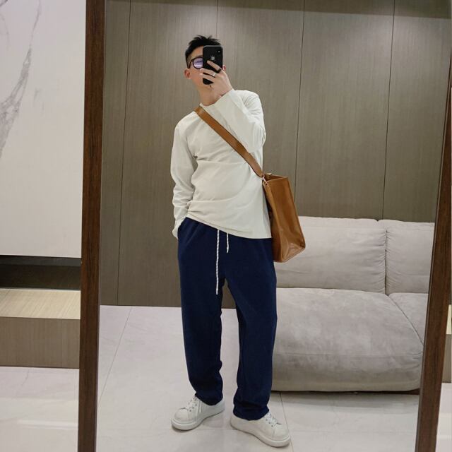 【予約販売】イージーパンツ メンズ ボトムス スエット 裾ボタン シンプル ブラック グレー ネイビー カジュアル スタイリッシュ こなれ感 韓国 トレンド 春 夏 秋 S/M/L/XL