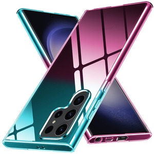 【新着特価】スマホケース ギャラクシーS24 Ultra ケース クリア 薄型 TPU 耐衝撃 グラデーション色 ?の粉 ワイヤレス充電対応