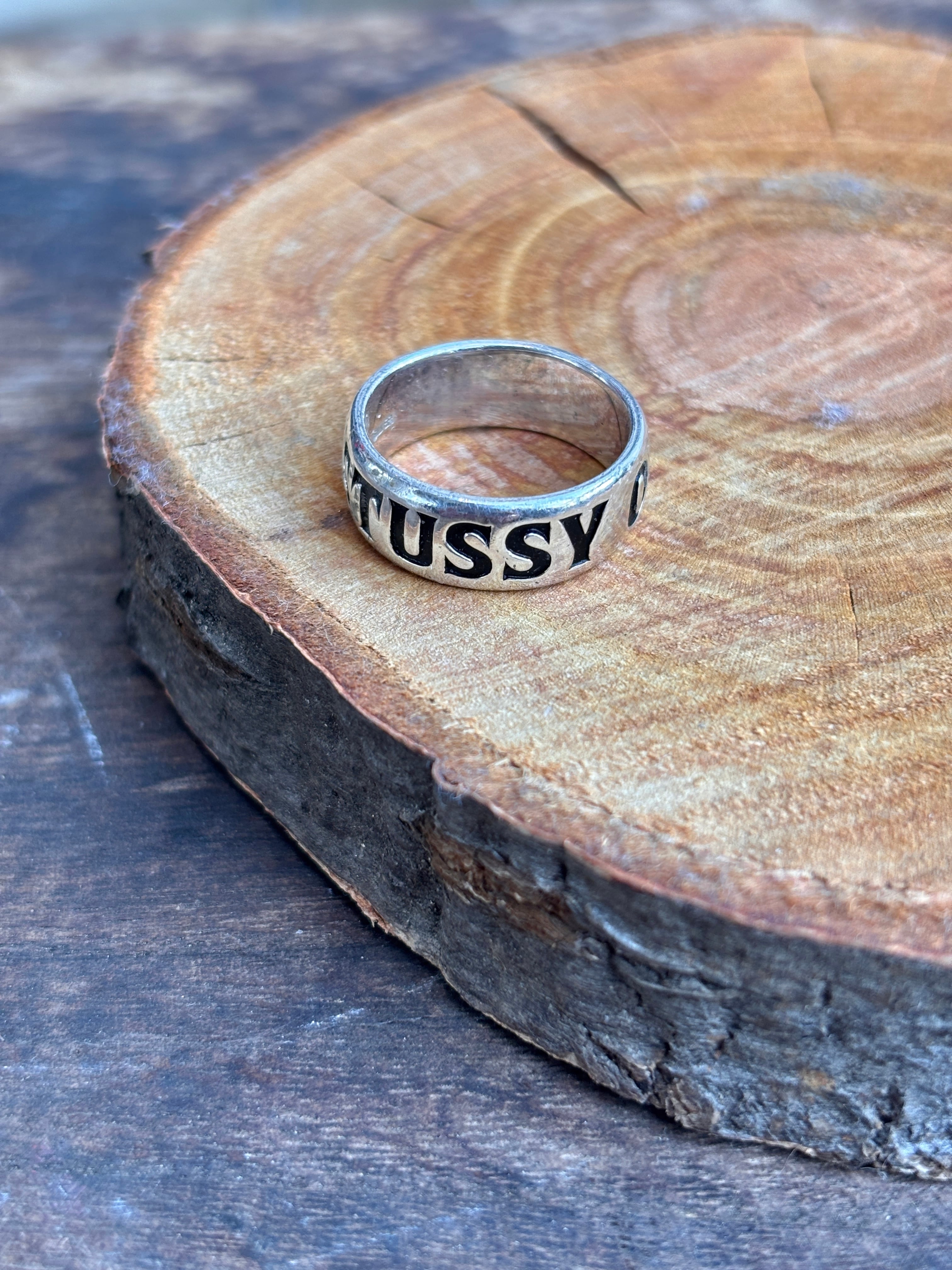 90～00s OLD STUSSY/Logo Ring/OLD SKOOL/925/17号/ロゴ刻印リング