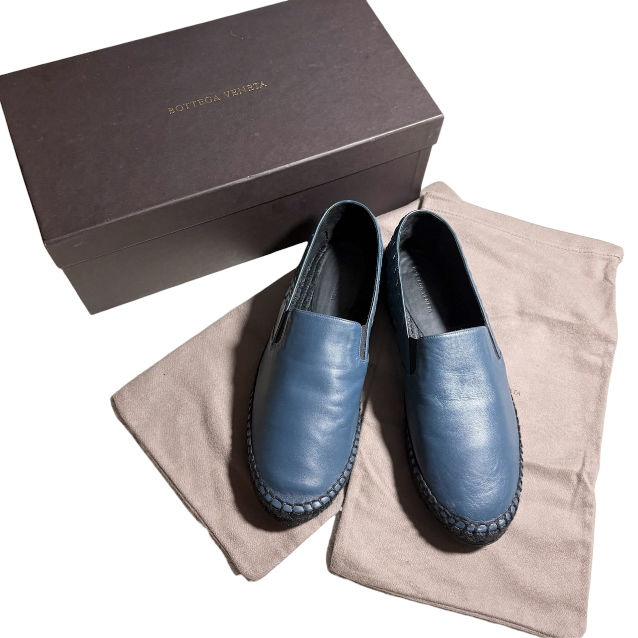 BOTTEGA VENETA blue leather espadrilles shoes