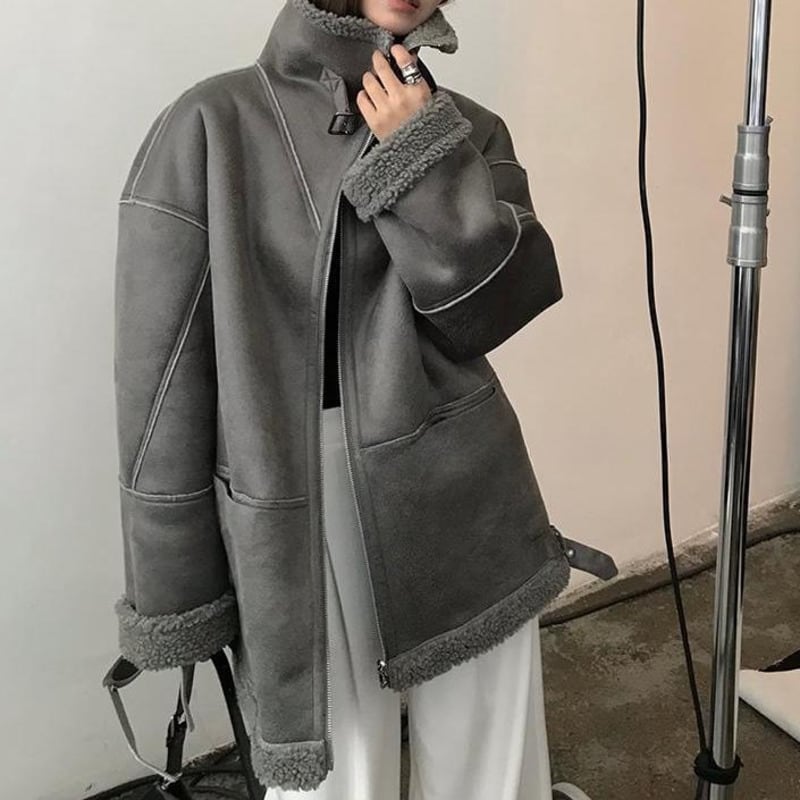 Reversible boa neck belt coat 3 colors V2646