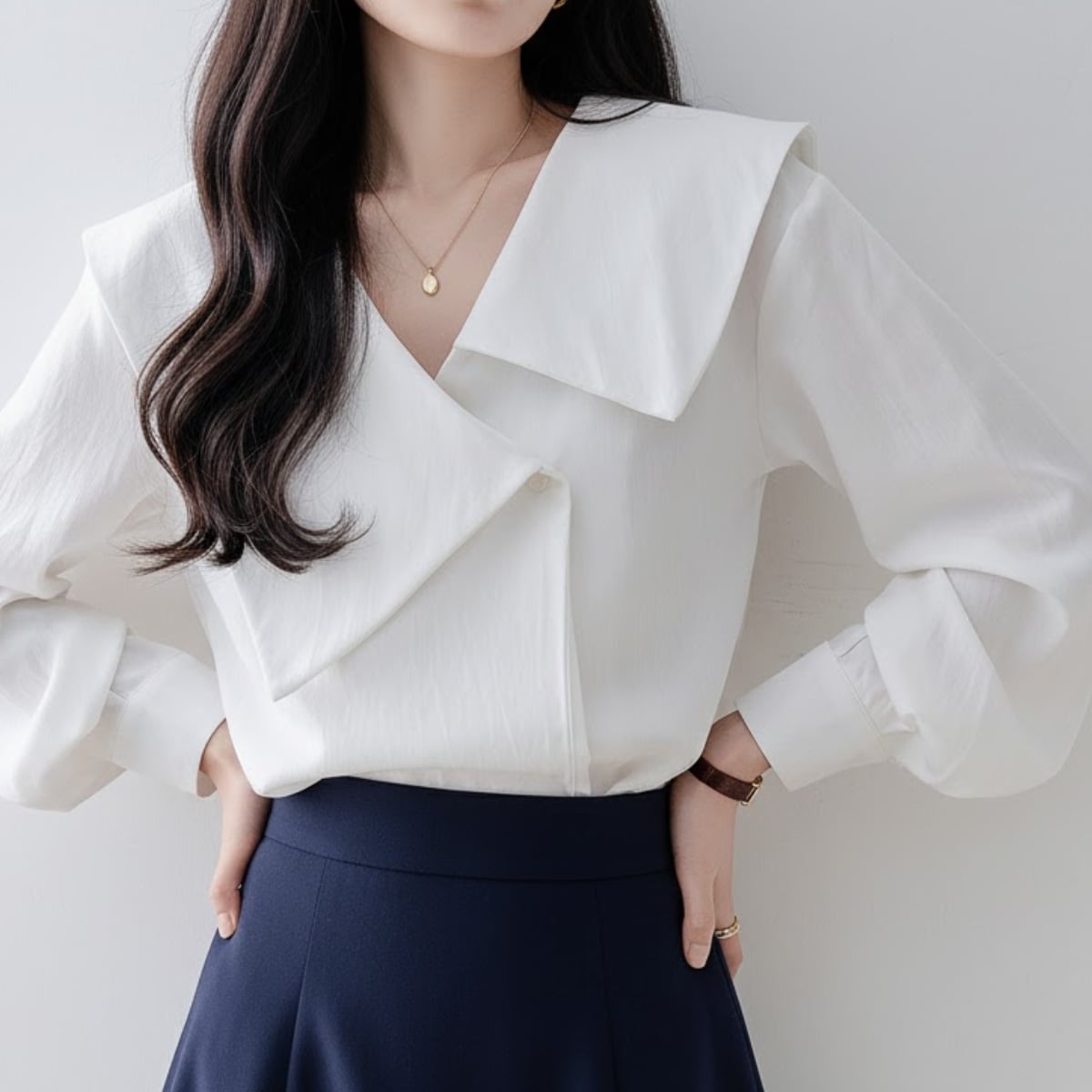 Asymmetric Collar Blouse ch0163