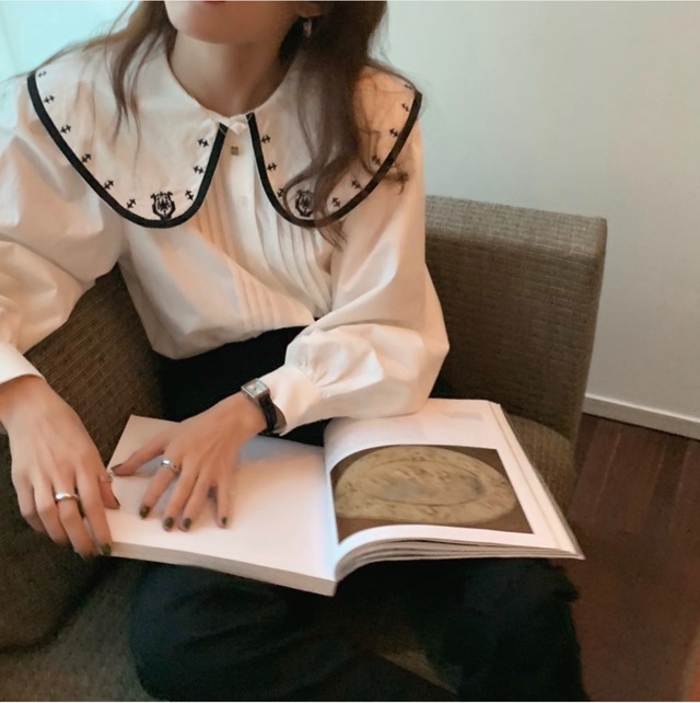 韓国風   アート襟  長袖 カジュアルシャツ                          MZ00433