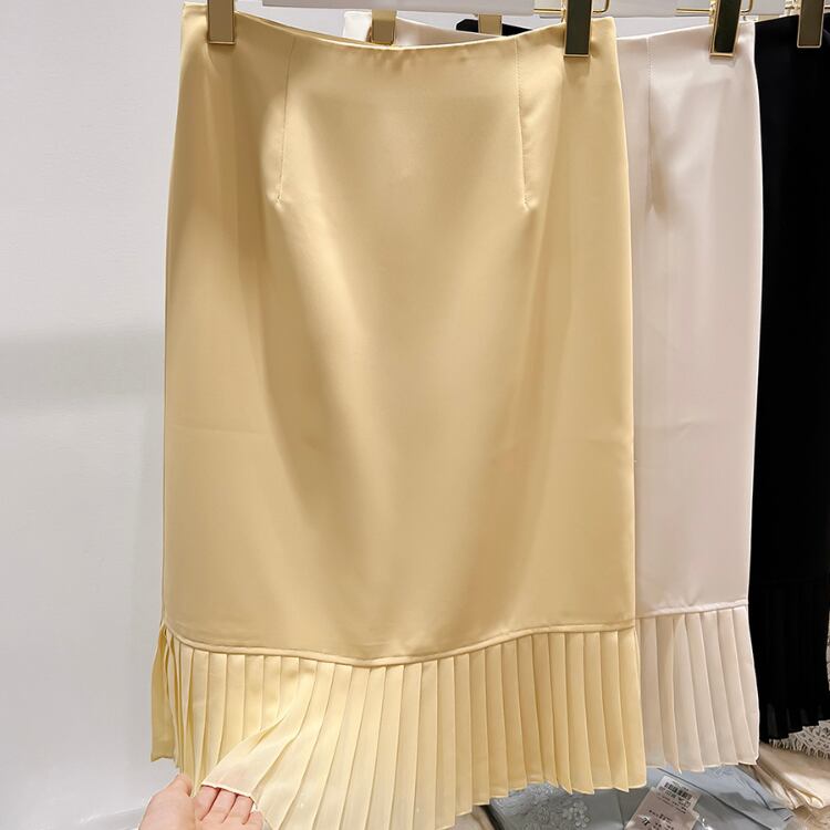 プリーツ切替 ミディ丈 タイトスカート 00014