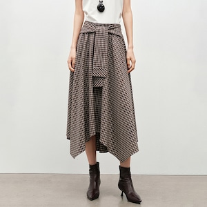 ギンガムチェック アシンメトリー ロングスカート No.6003