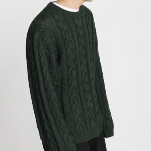 モスグリーンケーブルニット　MT0080319