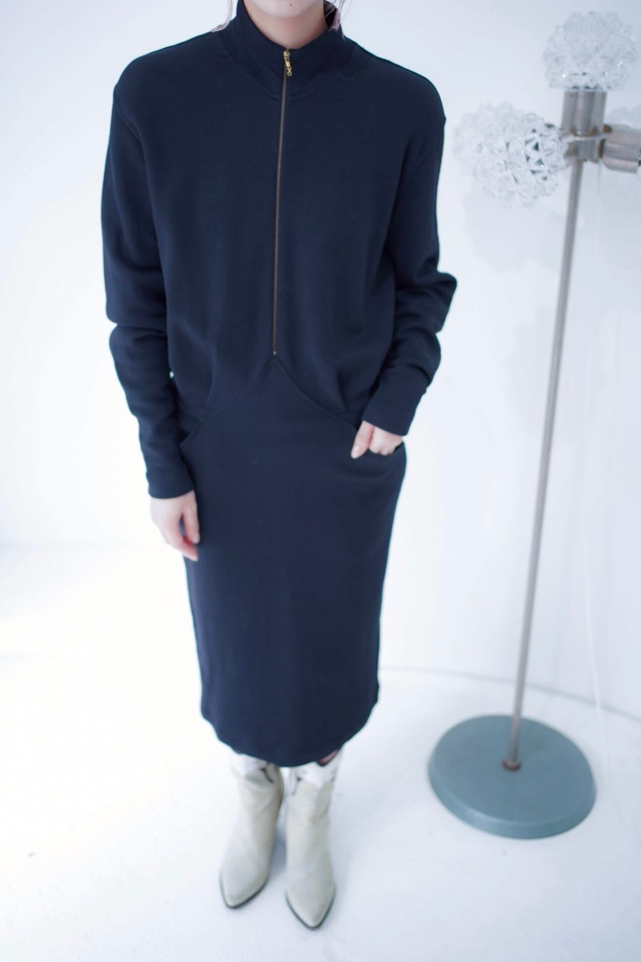 black sweat half zip onepiece