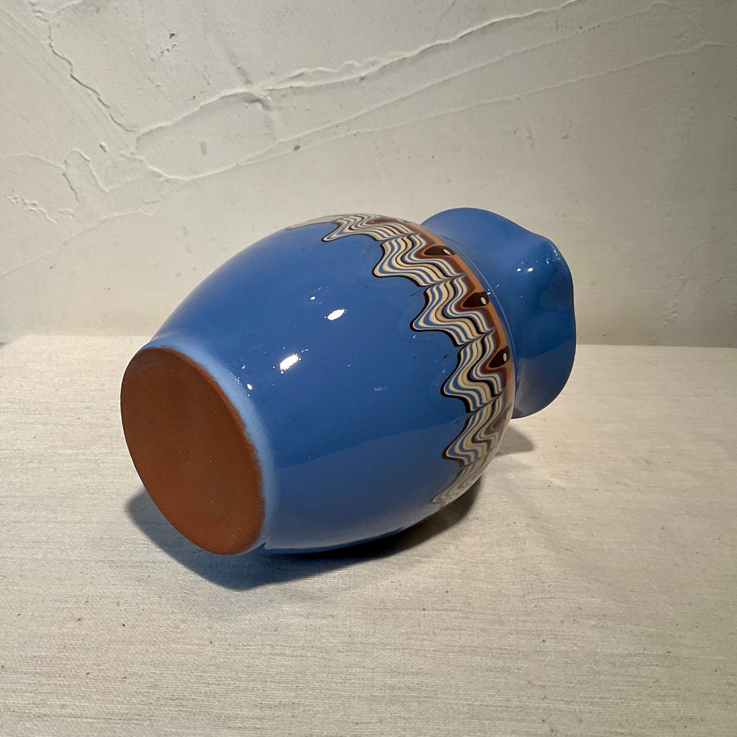 ブルガリア陶器】トロヤン陶器のピッチャー1L（青・緑・黄） | 照明
