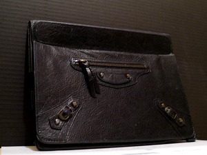 レア◆BALENCIAGA バレンシアガ iPad ケース iパッド クラッチ バッグ 黒 Apple アップル◆