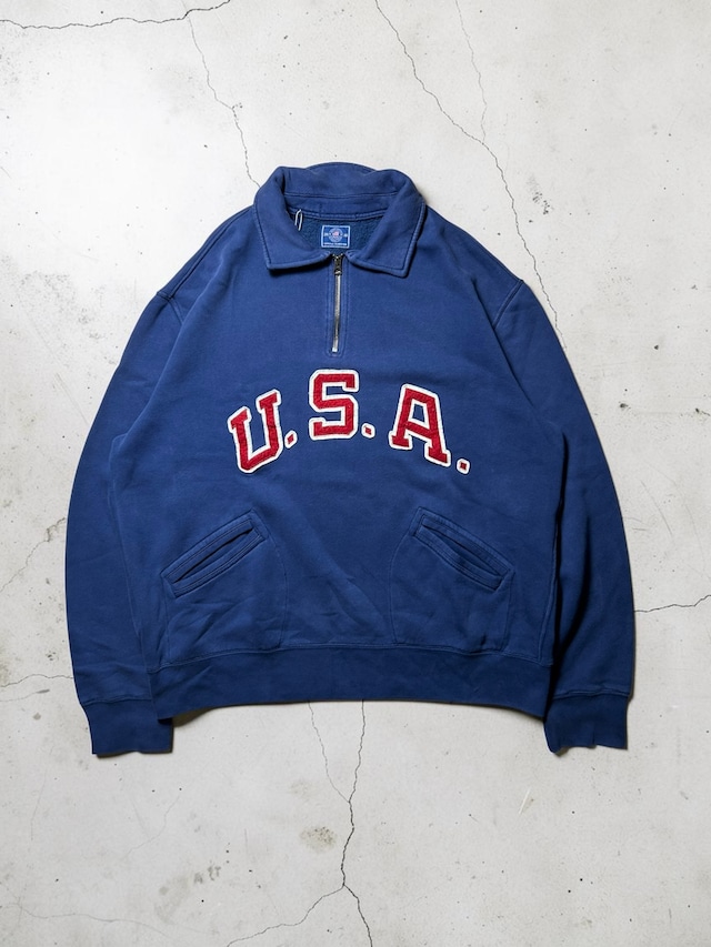 United States Olympic Team Official Outfitter U.S.A. Chenille Patch Half Zip Sweat