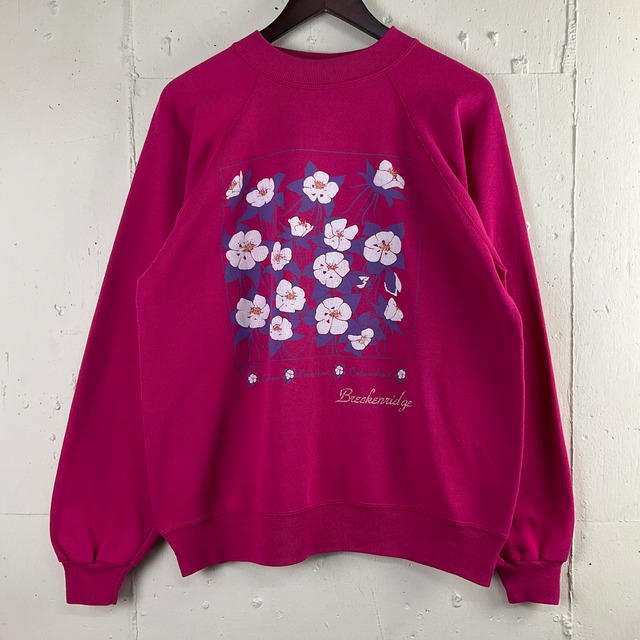 90年代 90s USA製 Hanes ヘインズ 花 フラワー プリント スウェット 