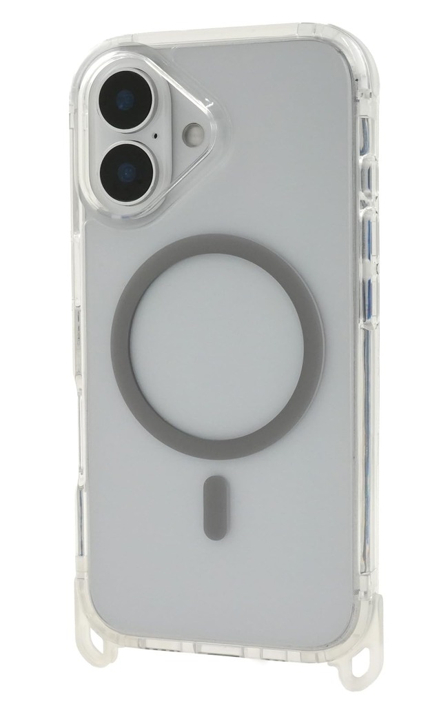 PLATA iPhone16対応 ケース カバー MagSafe対応 クリア スマホショルダー ストラップホール 耐衝撃 エアークッション レンズ保護 透明