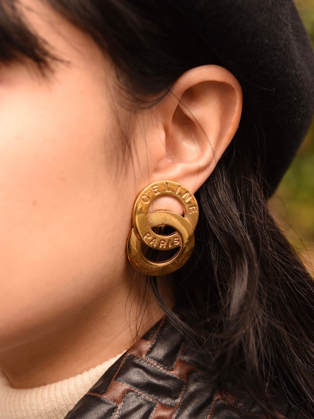 CELINE / vintage circle design clip-on earrings.