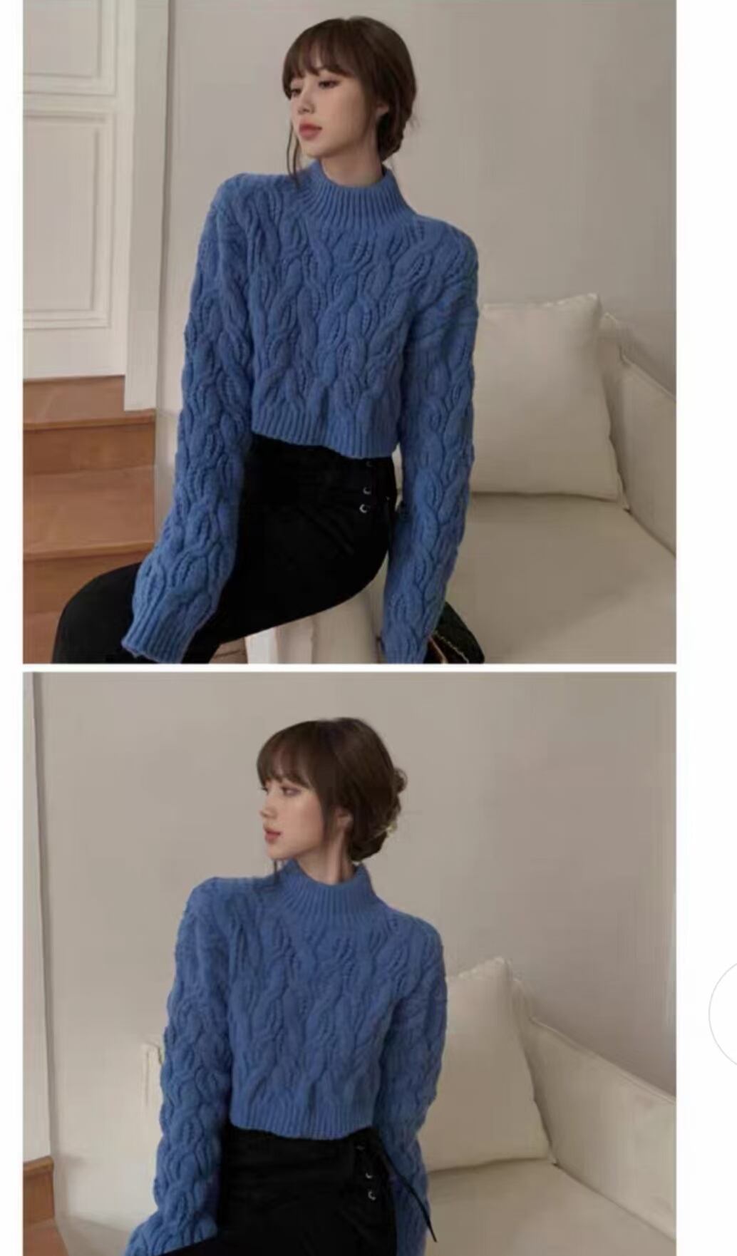 ゲーブル編み　ショート丈ニット　AJ1079-D02