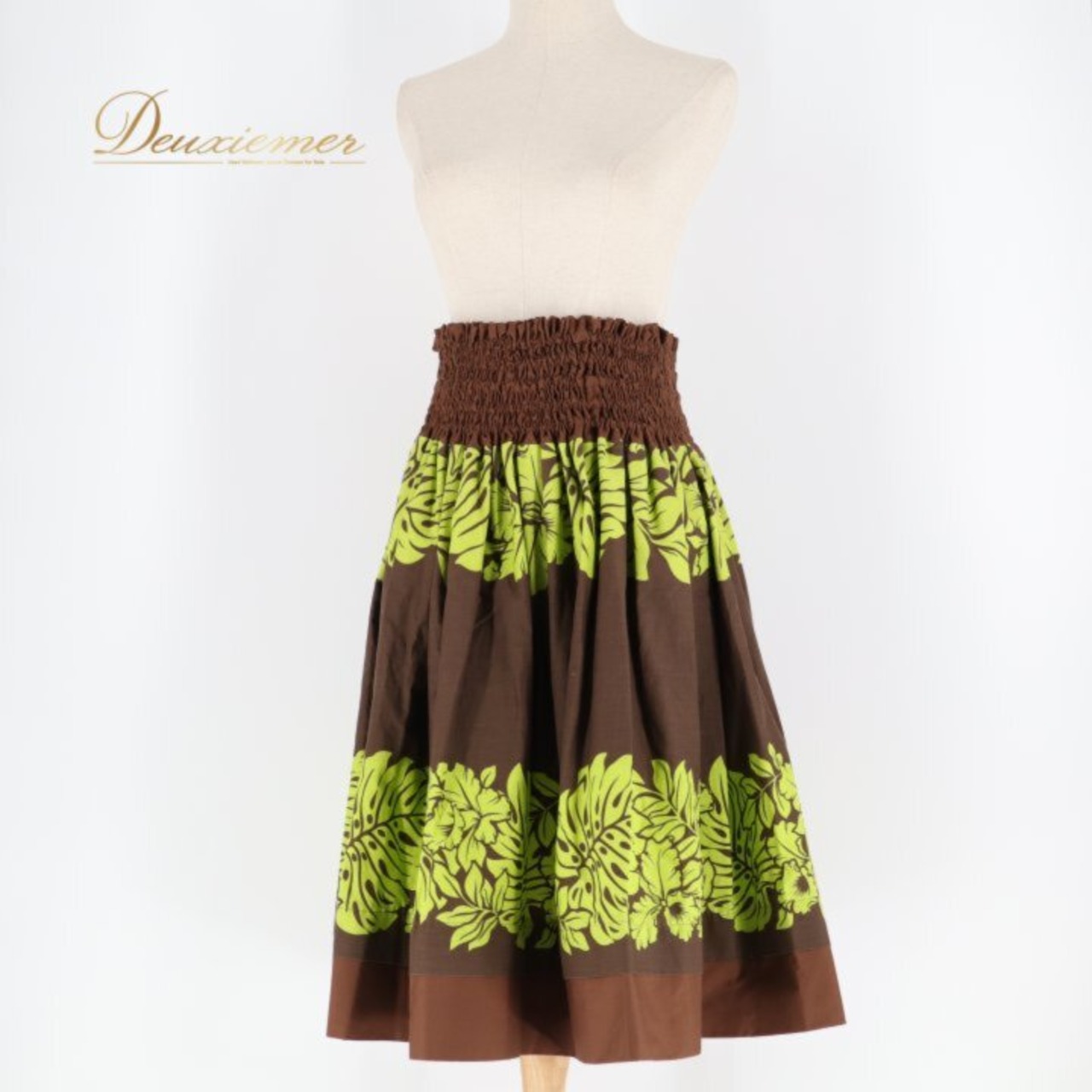 フラダンス 衣装 パウスカート ブラウン系 プアラニ 日本製 モンステラ柄 ハワイアンプリント アロハ フラ ダンス レッスン 練習 茶 黄緑 グリーン系 ハワイアンダンス レディース フラダンス スカート フレア おしゃれ 大人っぽい 上品 花柄 植物柄 フレアスカート セットアップ風 ルームウェア 部屋着 エレガント かわいい 綺麗め 柄スカート モンステラリーフ ボタニカル柄 葉っぱ柄 南国風 ハワイ挨拶 コスチューム 衣装用 ステージ衣装 発表会 文化祭 レッスン用 練習着 トレーニングウェア