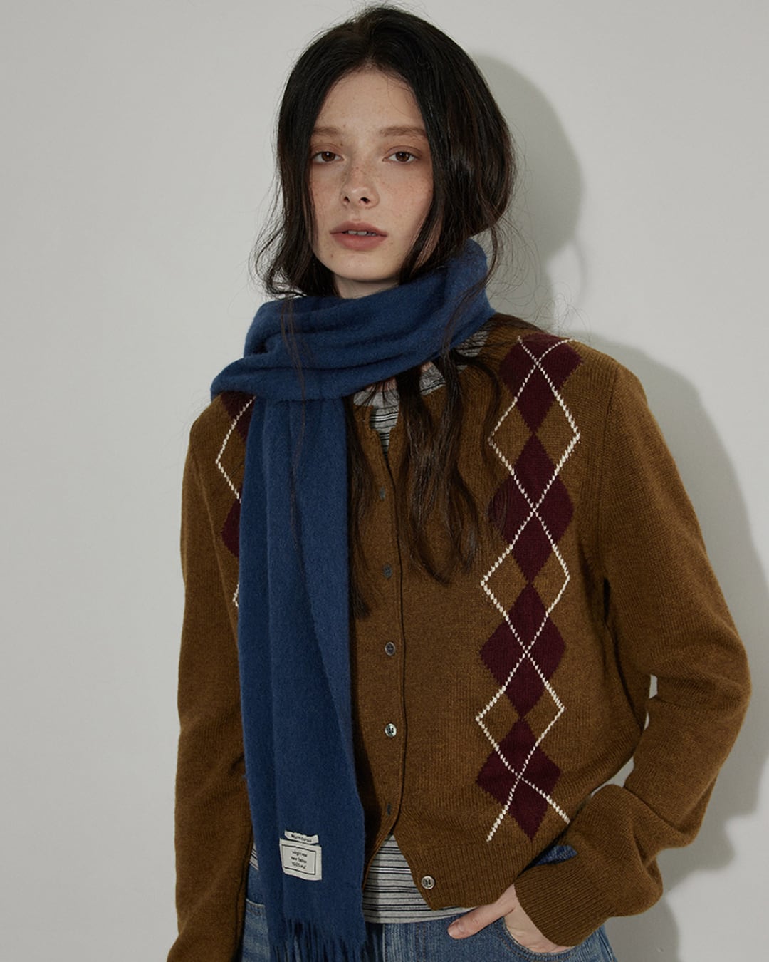 argyle knit cardigan(brown)