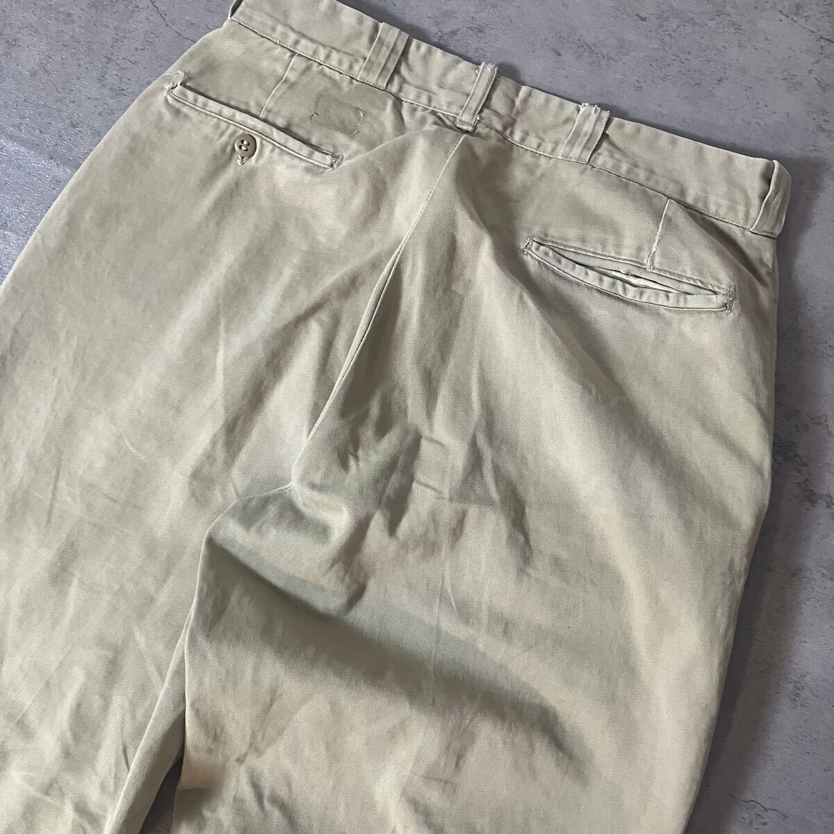 40s USA製 ARMY TWILL トラウザー Government Spec GRIPPER片爪ZIP W31