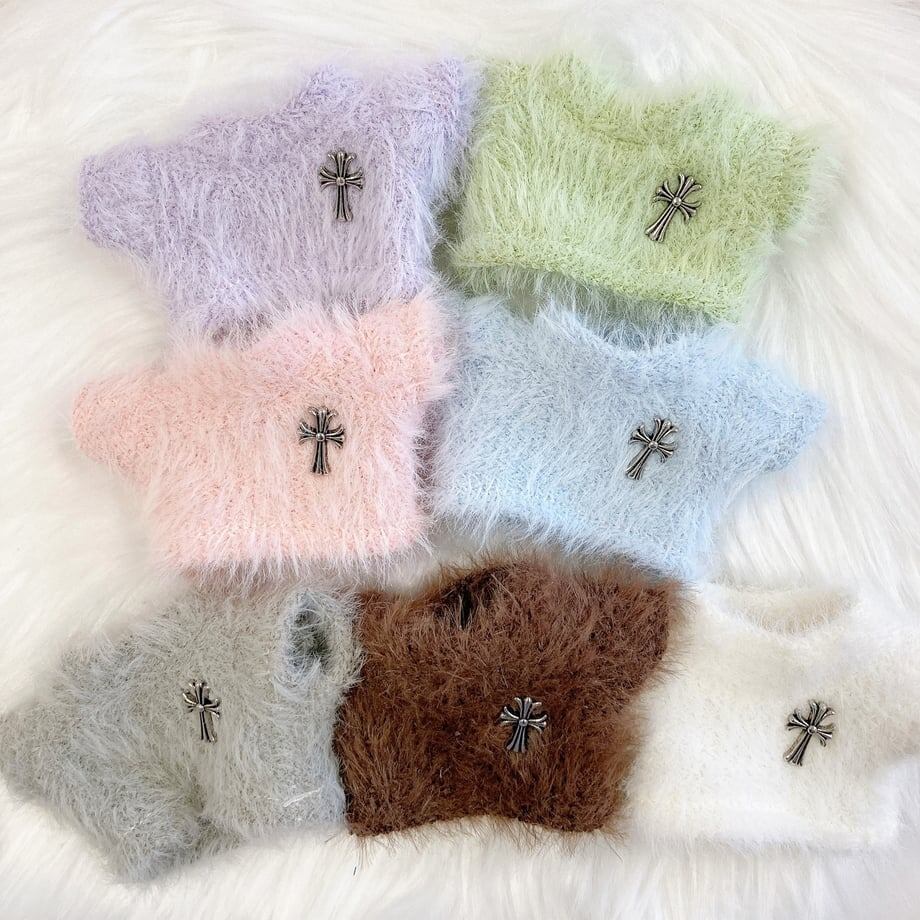 ぬいぐるみ用 十字架付きファーニット【10〜15cm用】TGMC-1254