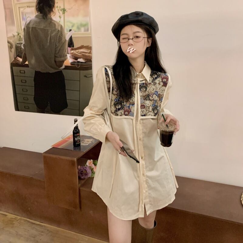 オータムシャツ ロング 秋物 モンロー54567359275