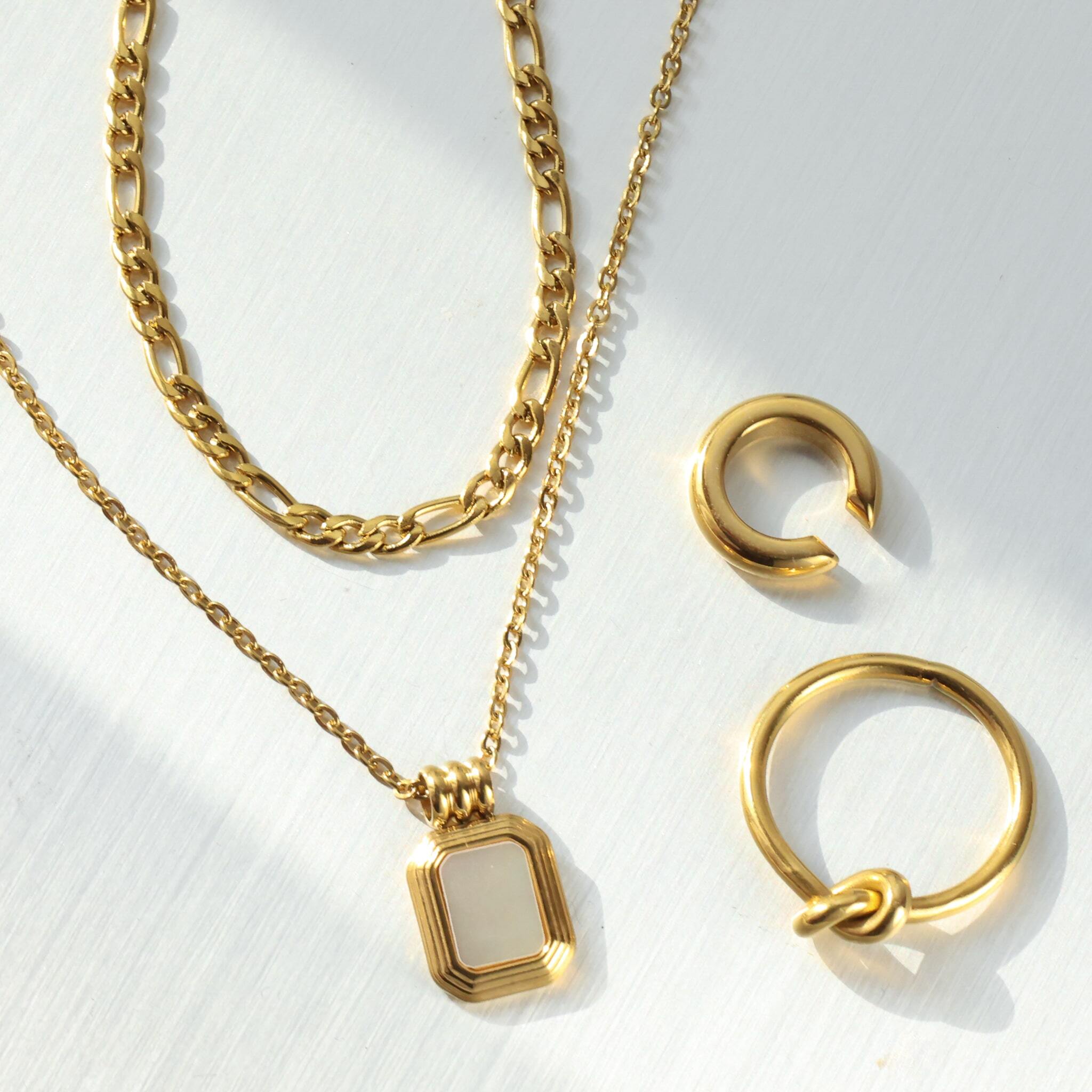 316L double tag necklace (black/white) #n137 | fino（フィノ）