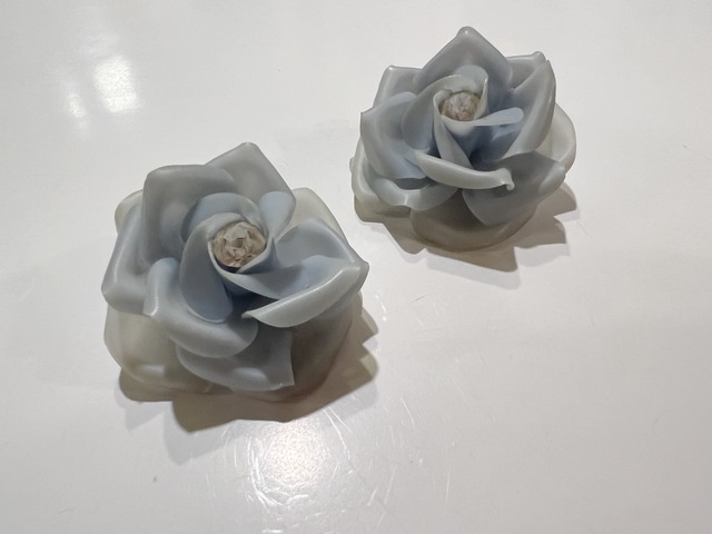 50s-60s blue gray flower earrings